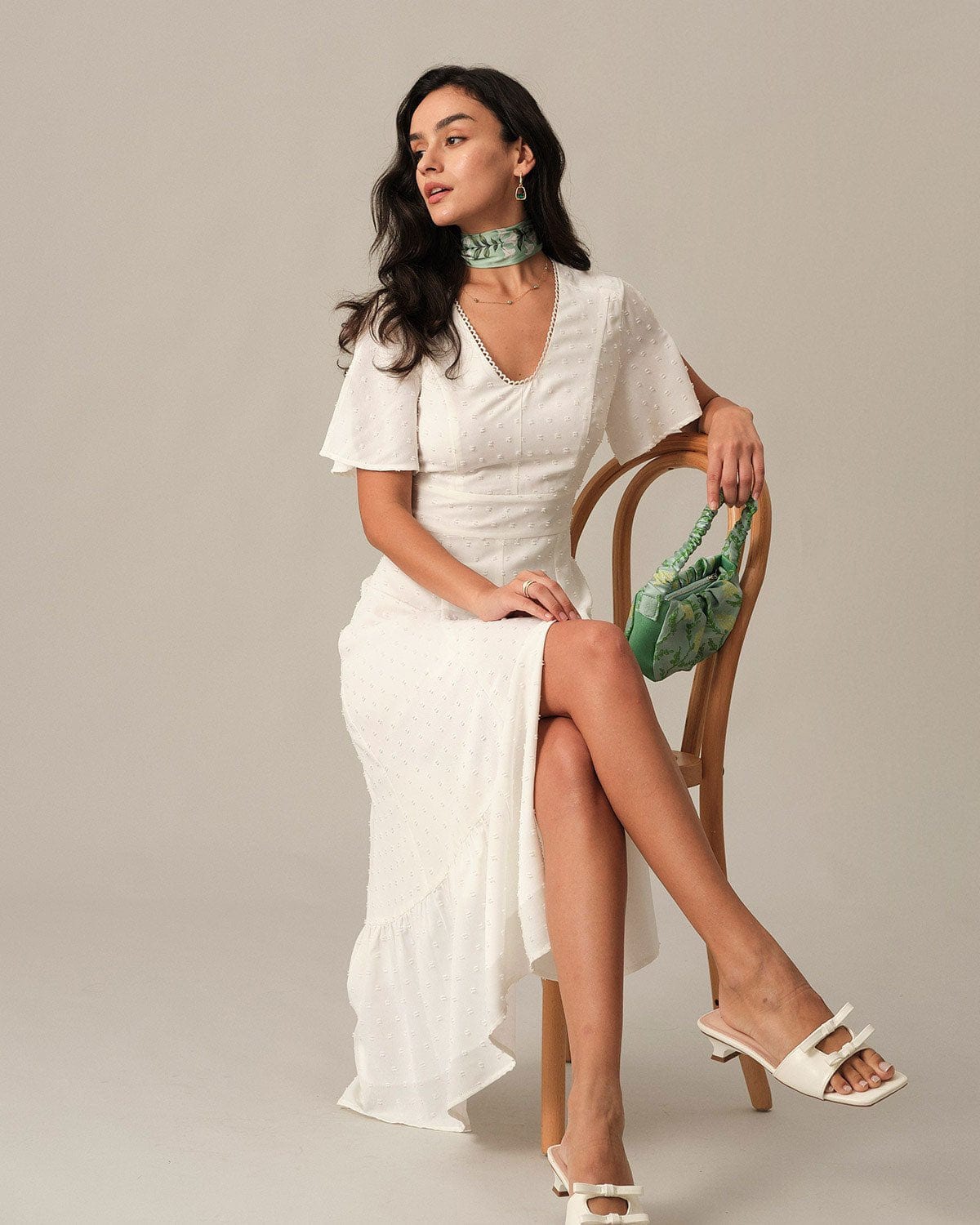The Solid High Waisted Split Maxi Dress