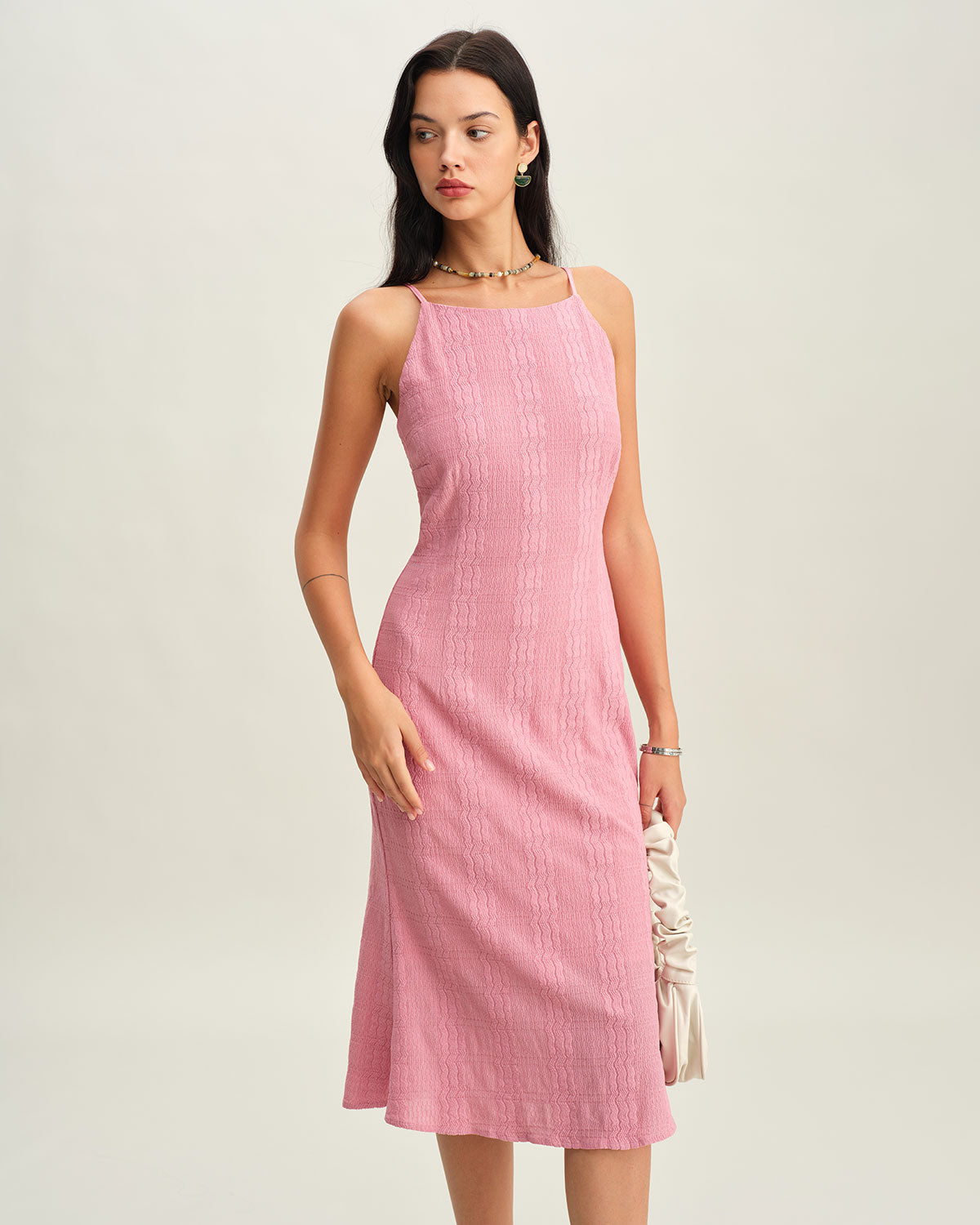 Pink Mermaid Slip Midi Dress