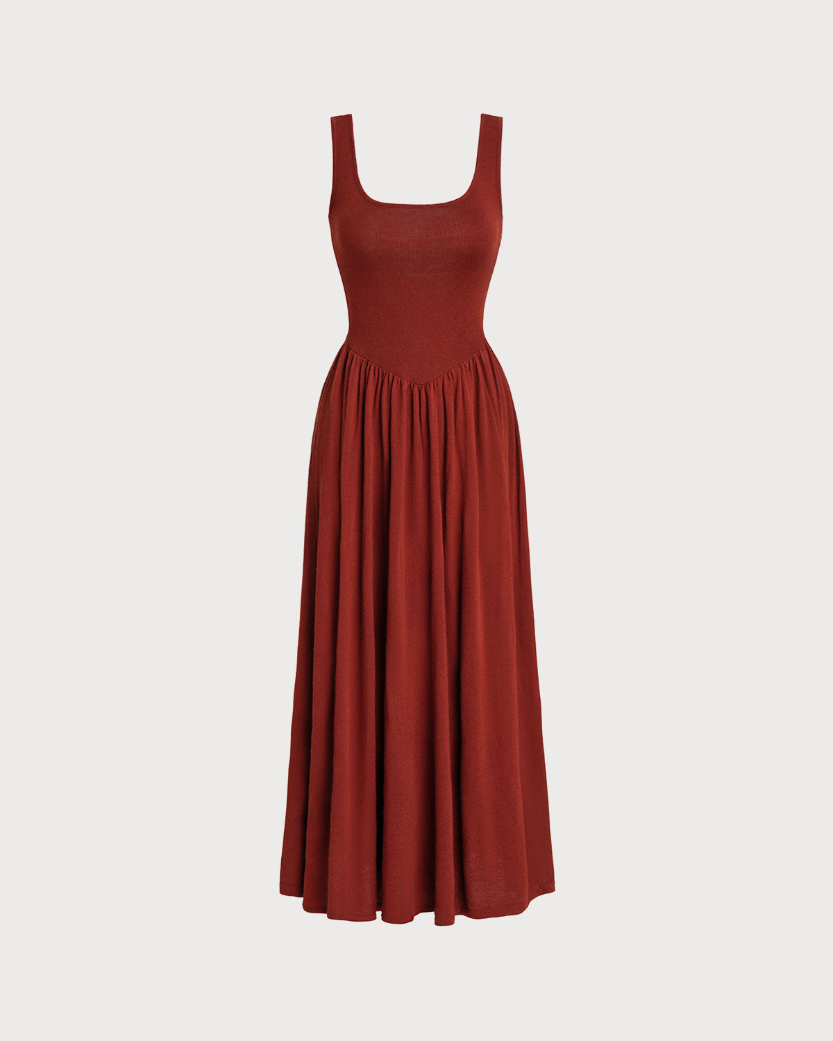 Red U Neck A-Line Sleeveless Sweater Dress